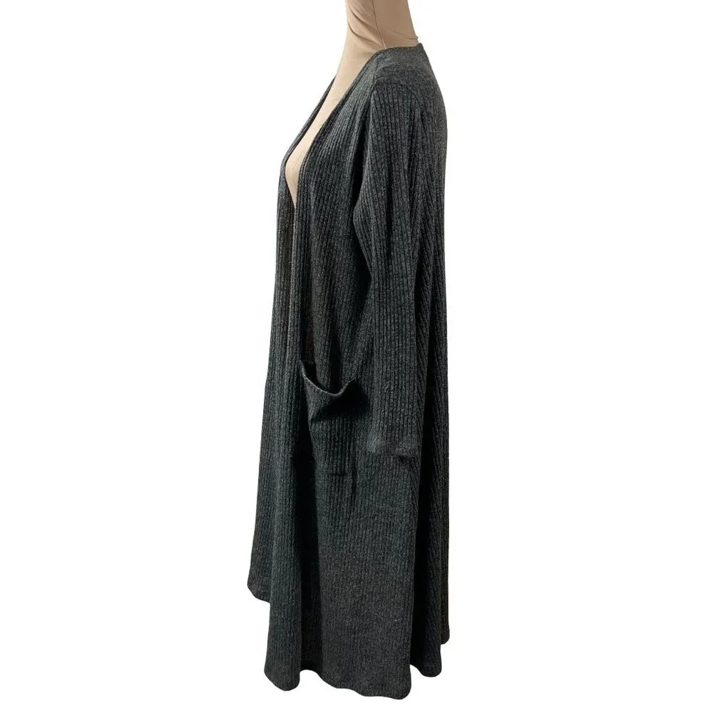 LulaRoe Sarah Open Front Cardigan Sweater Long Line Gray Green Size S Small - Picture 2 of 6